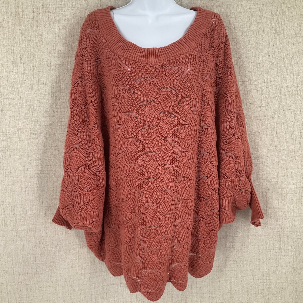 Andree by Unit Sweater Womens Large‎ Rust Orange Cotton Blend Oversized Boho